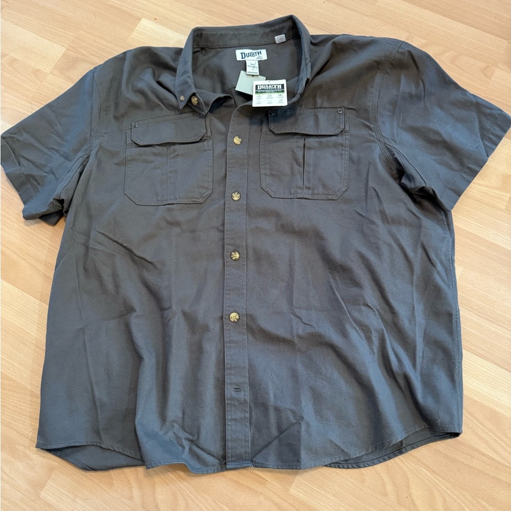 Duluth Trading Co Gray Casual Button Down Shirt